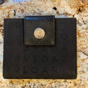 Bulgari Black Leather and Canvas Wallet